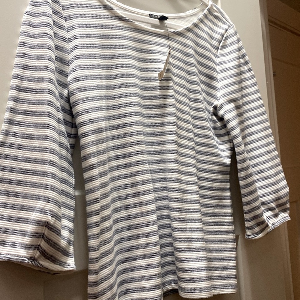 Talbots med petite light blue stripe